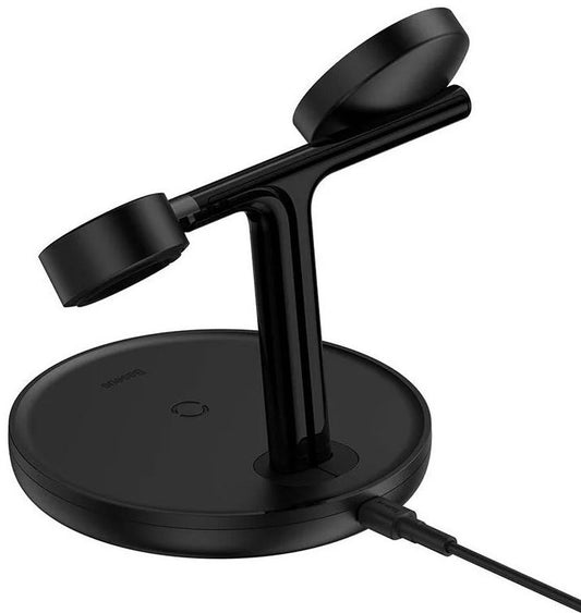 Baseus Suporte de Carregamento Swan 3 em 1 Magnético 20W Preto