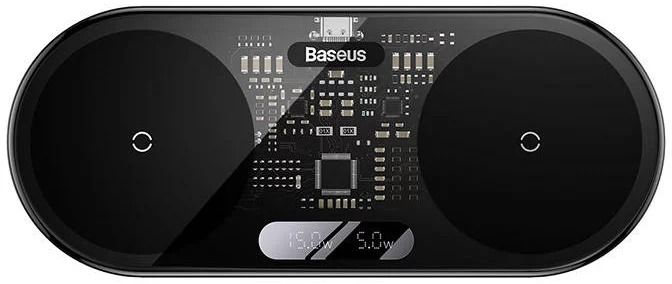 Baseus Carregador Wireless 2In1 20W Digital Led Display Preto