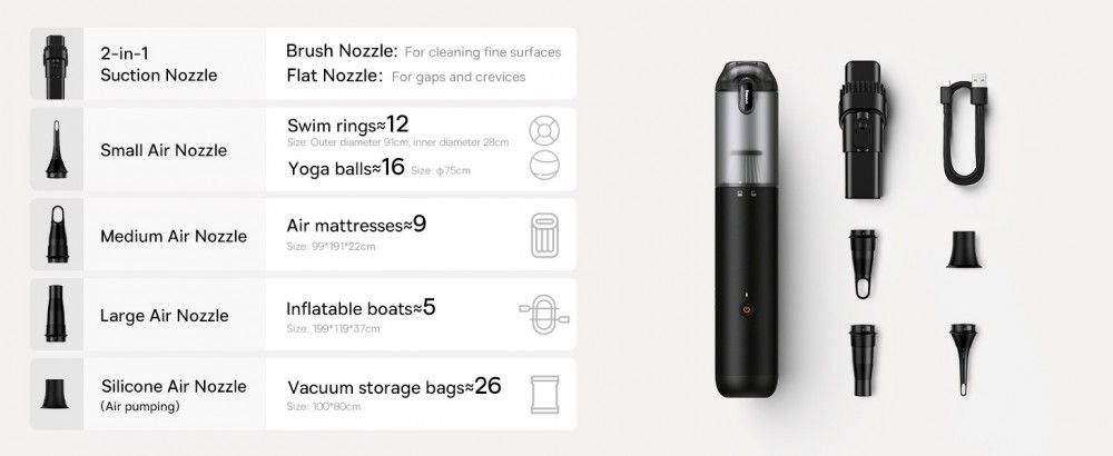Baseus Aspirador Baseus A3LITE Car Vacuum Cleaner Black