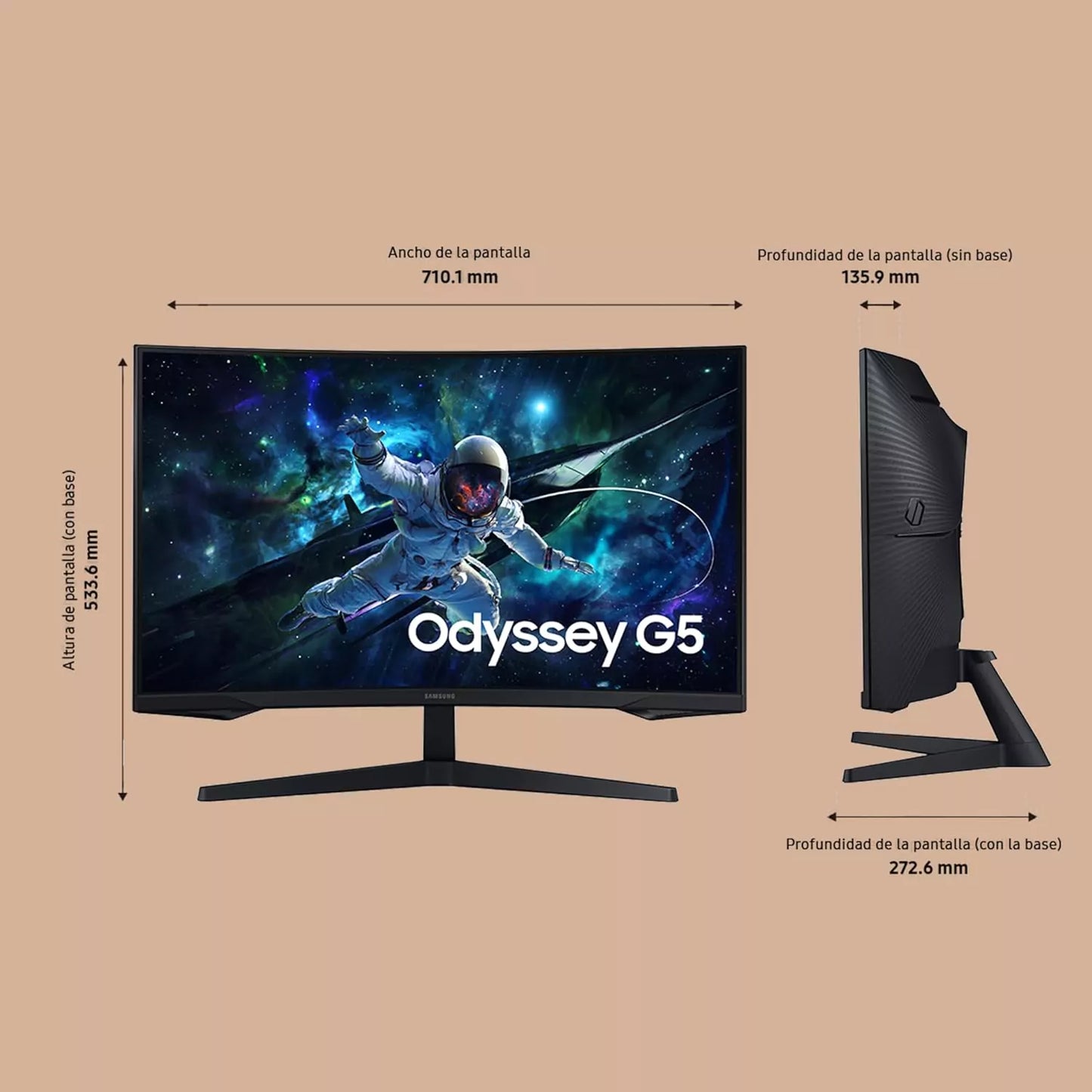 Monitor 32" Gaming Curvo Samsung Odyssey G5 165Hz 1ms QHD