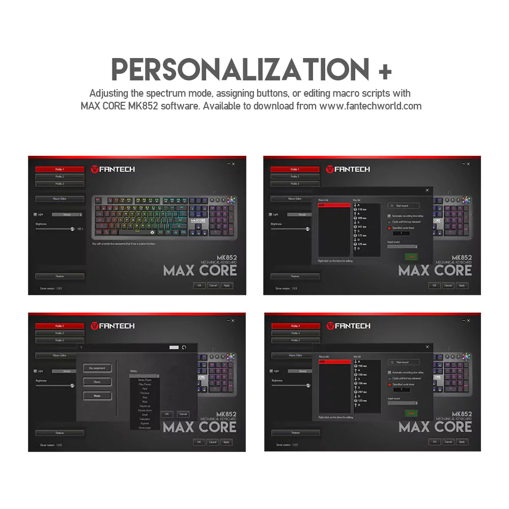 Teclado Mecânico Fantech Max Core MK852 (PT)