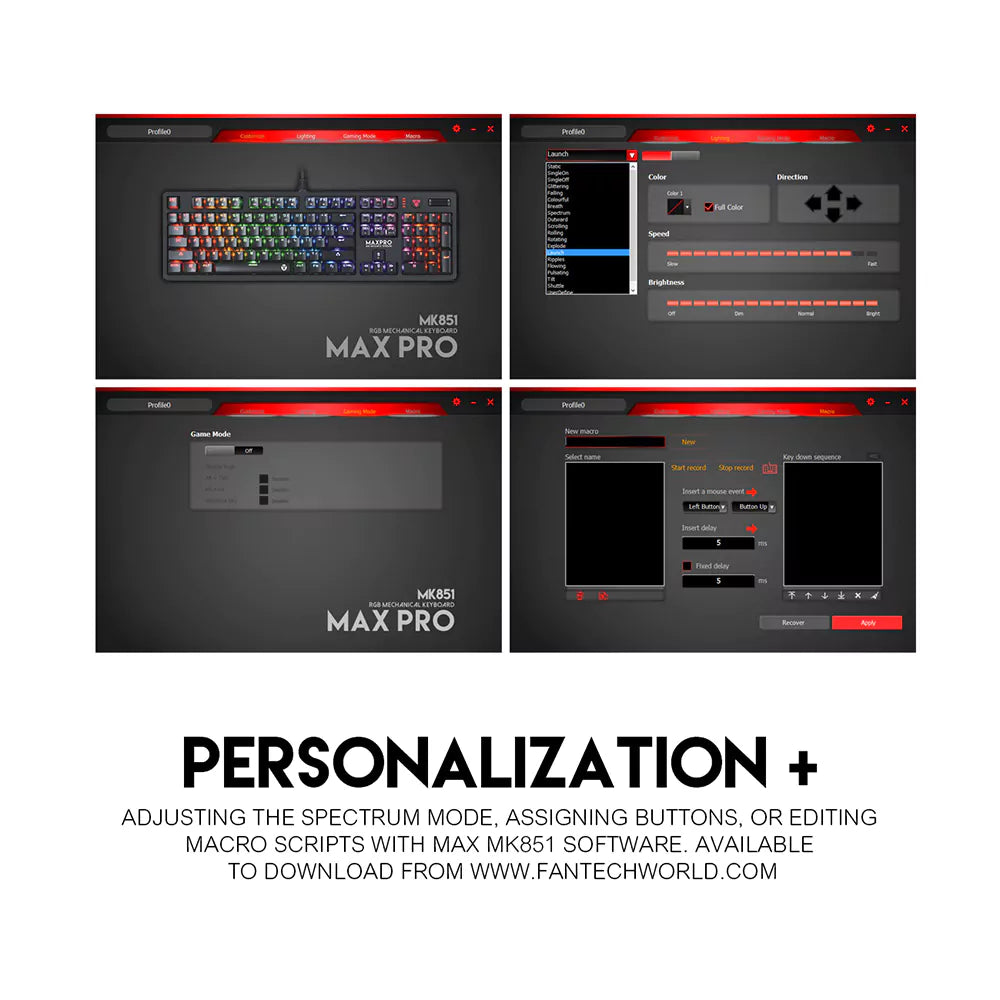 Teclado Mecânico Fantech Max Pro MK851 RGB (PT)