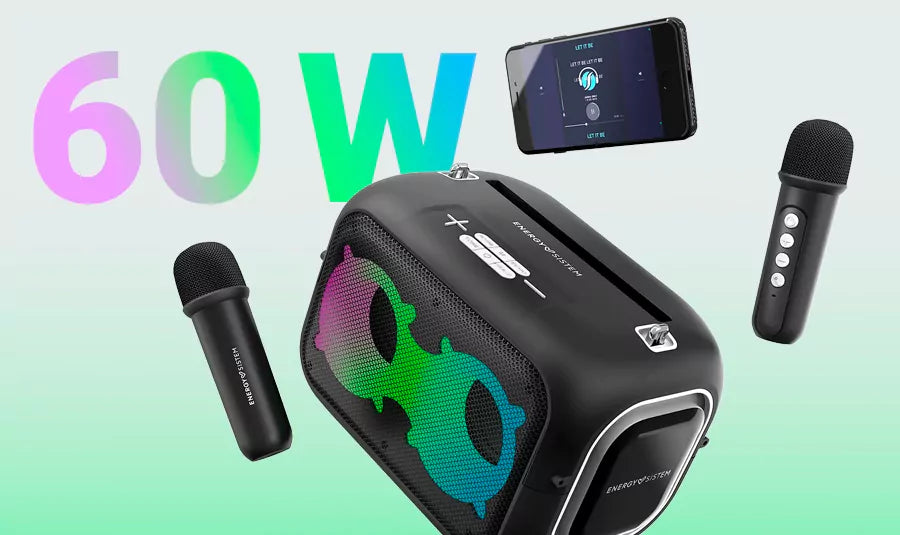 Coluna Portátil Karaoke Energy Sistem - Bluetooth 5.4 - True Wireless - 60W