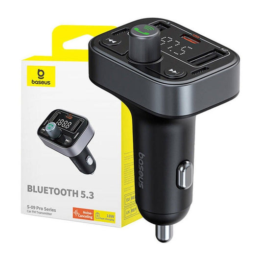 Carregador de Isqueiro S-09 Pro Series Car + Transmissor FM/Bluetooth Preto