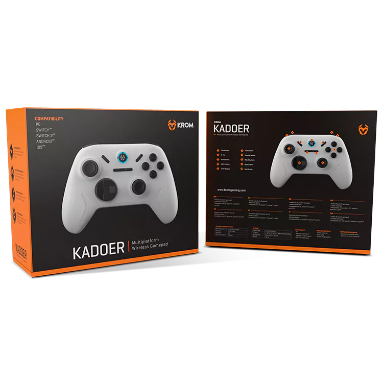 Gamepad Krom Kadoer Multiplatform Wireless Branco