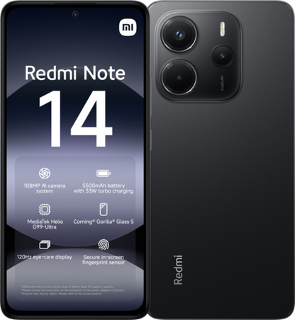 Smartphone Redmi Note 14 Midnight Black 6GB+128GB