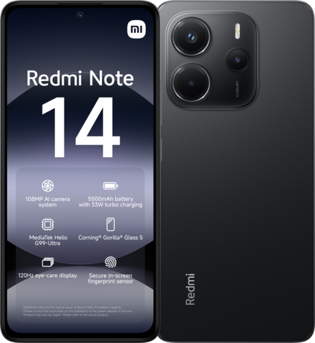 Smartphone Redmi Note 14 Midnight Black 6GB+128GB
