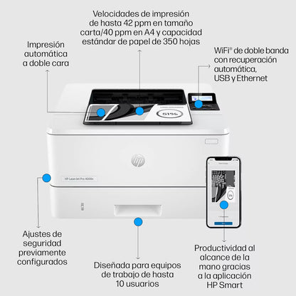 Impressora HP LaserJet Pro 4002DN Duplex Branca