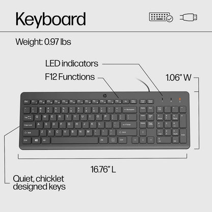 Teclado + Rato HP 150 USB PT Preto