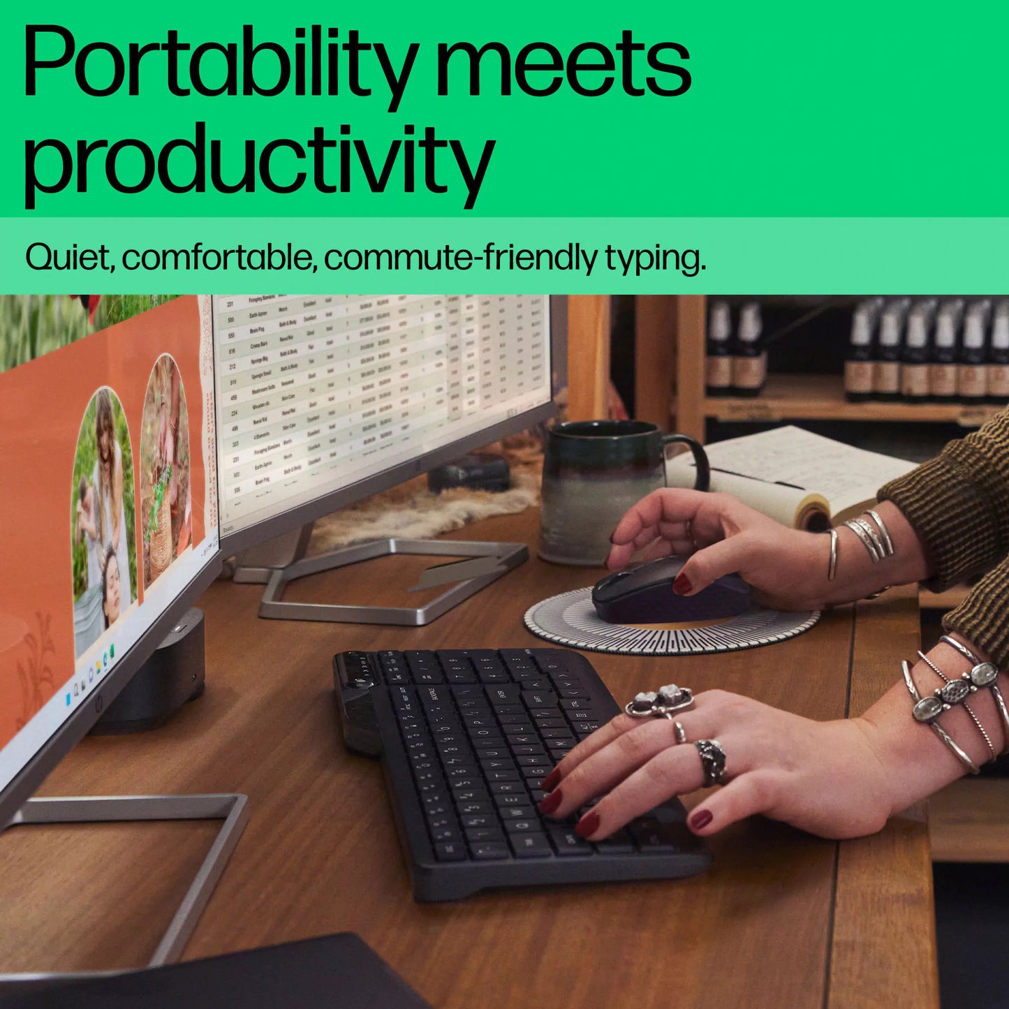 Teclado HP 475 sem fio de modo duplo Preto