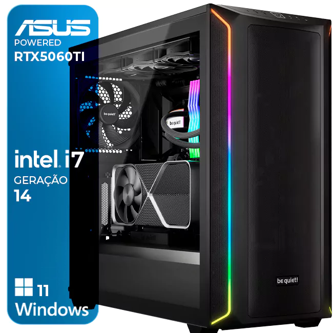 Computador Gaming Intel Core i7-14700, 32GB DDR5, RTX5060TI, 1TB