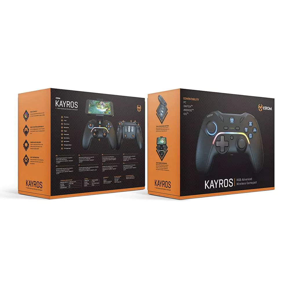 Gamepad Krom Kayros RGB para PC/Switch/Android Sem fios