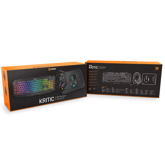 Teclado + Rato + Headset + Tapete Krom Kritic RGB Rainbow Gaming Kit
