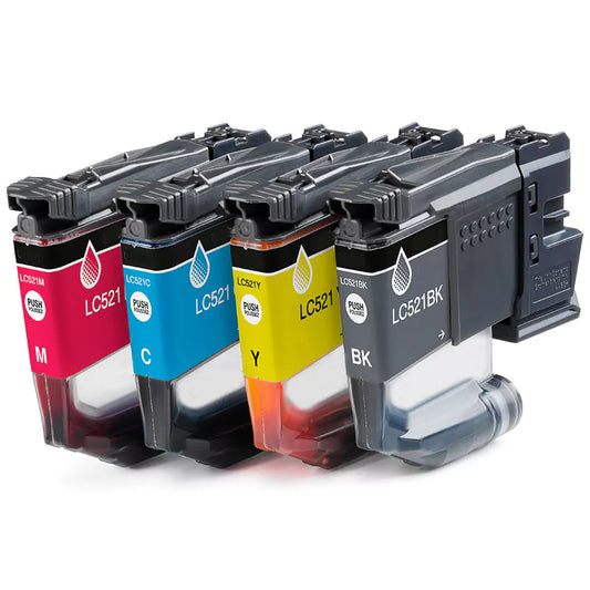 Conjunto 4 Tinteiros Compatíveis Brother LC521
