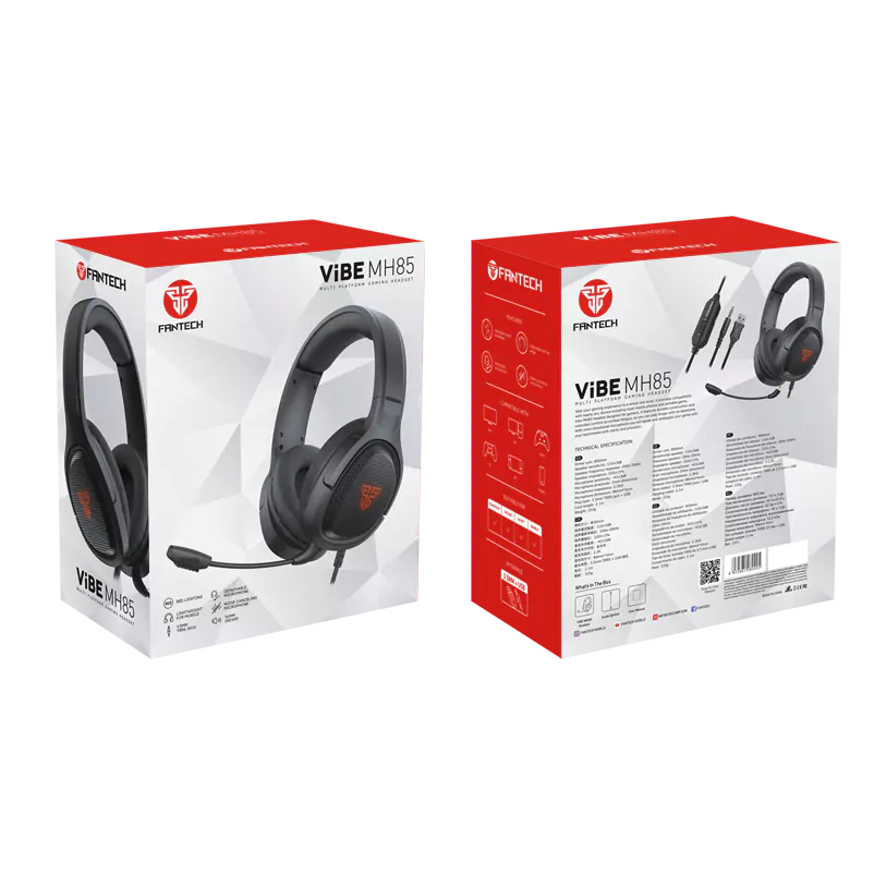 Auscultador Fantech ViBE MH85 Multi-Plataforma Red Led