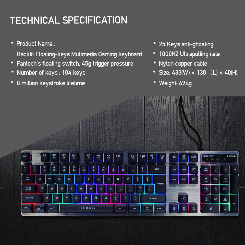 Teclado + Rato Fantech Major KX-302s (PT)