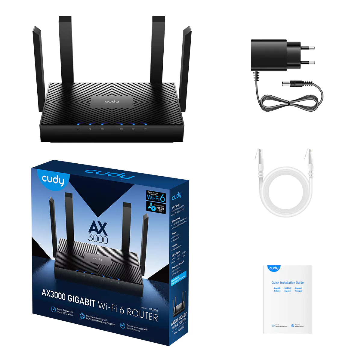 Router Smart Cudy WR3000 WiFi 6 AX3000 Dual-Band Gigabit