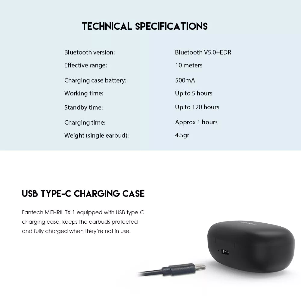 Auriculares Fantech TX-1 Mithril True Wireless Earbuds